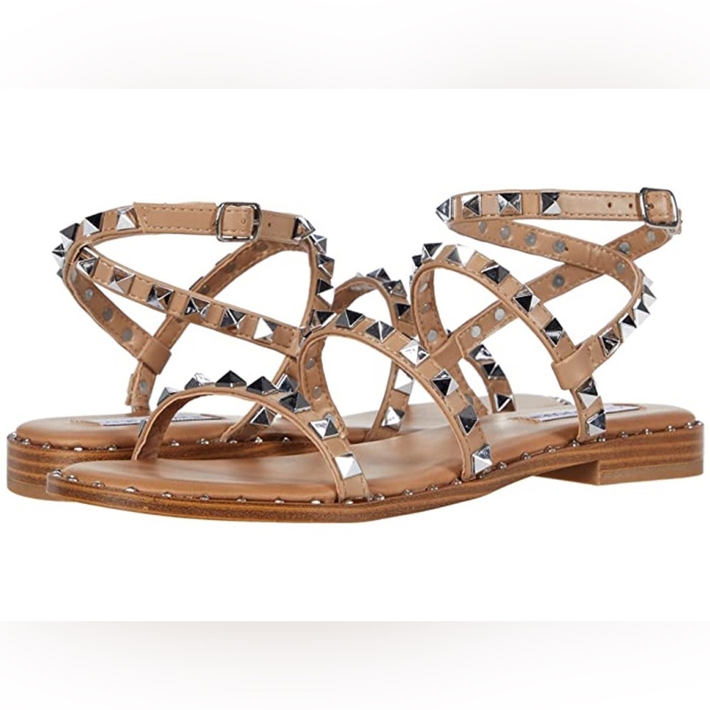 STEVE MADDEN Women's Travel Rock Stud Flat Sandals size 8